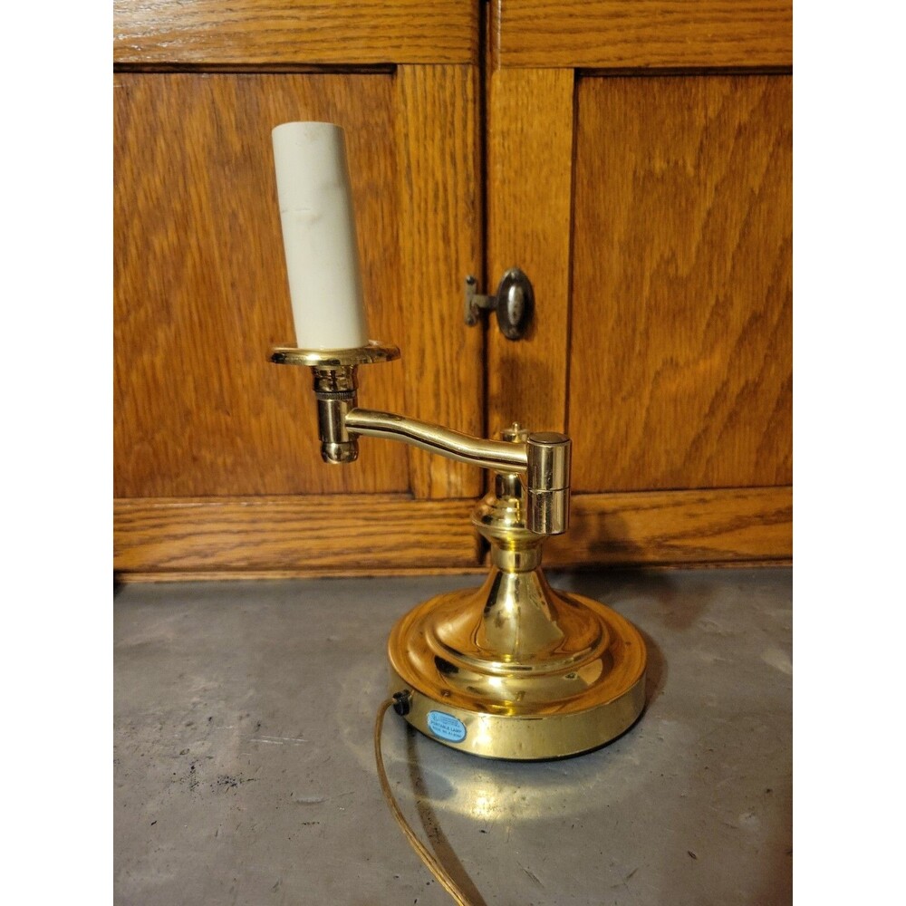 Vintage Underwriter Laboratories Portable Brass Swing Arm Adjustable Desk Lamp